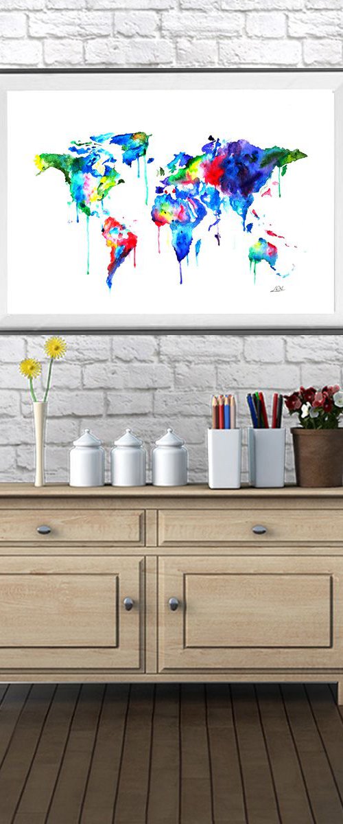 Watercolor map, abstract by Luba Ostroushko