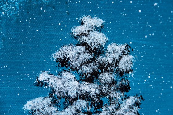 Starry Night Over Snowy Forest