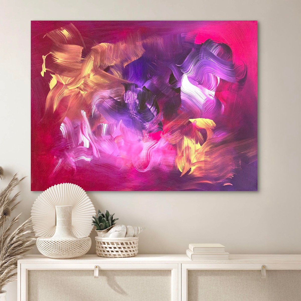 Abstract Acrylic Painting By Paresh Nrshinga Frsa, 36 X 48", Amethyst Glow, Original Artwork