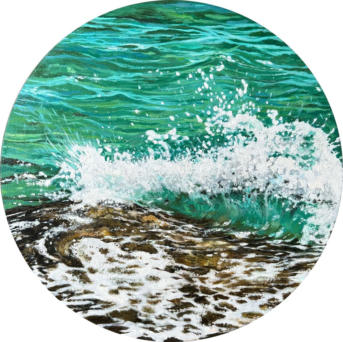 SEASHORE - Original oil painting; Seascape; Splash; Summer; Oil painting; waves; Sea; Ocea... by Daria Dudochnykova