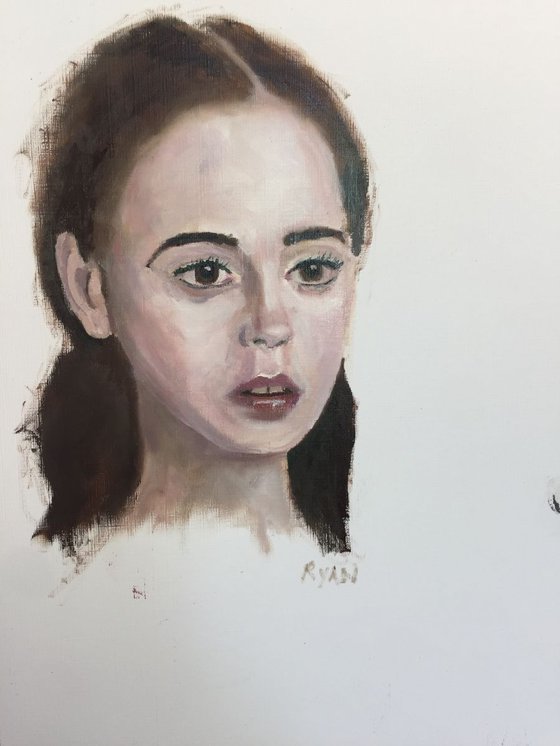 Elisa Study - Portrait of a Girl 16x12 Oil On Paper