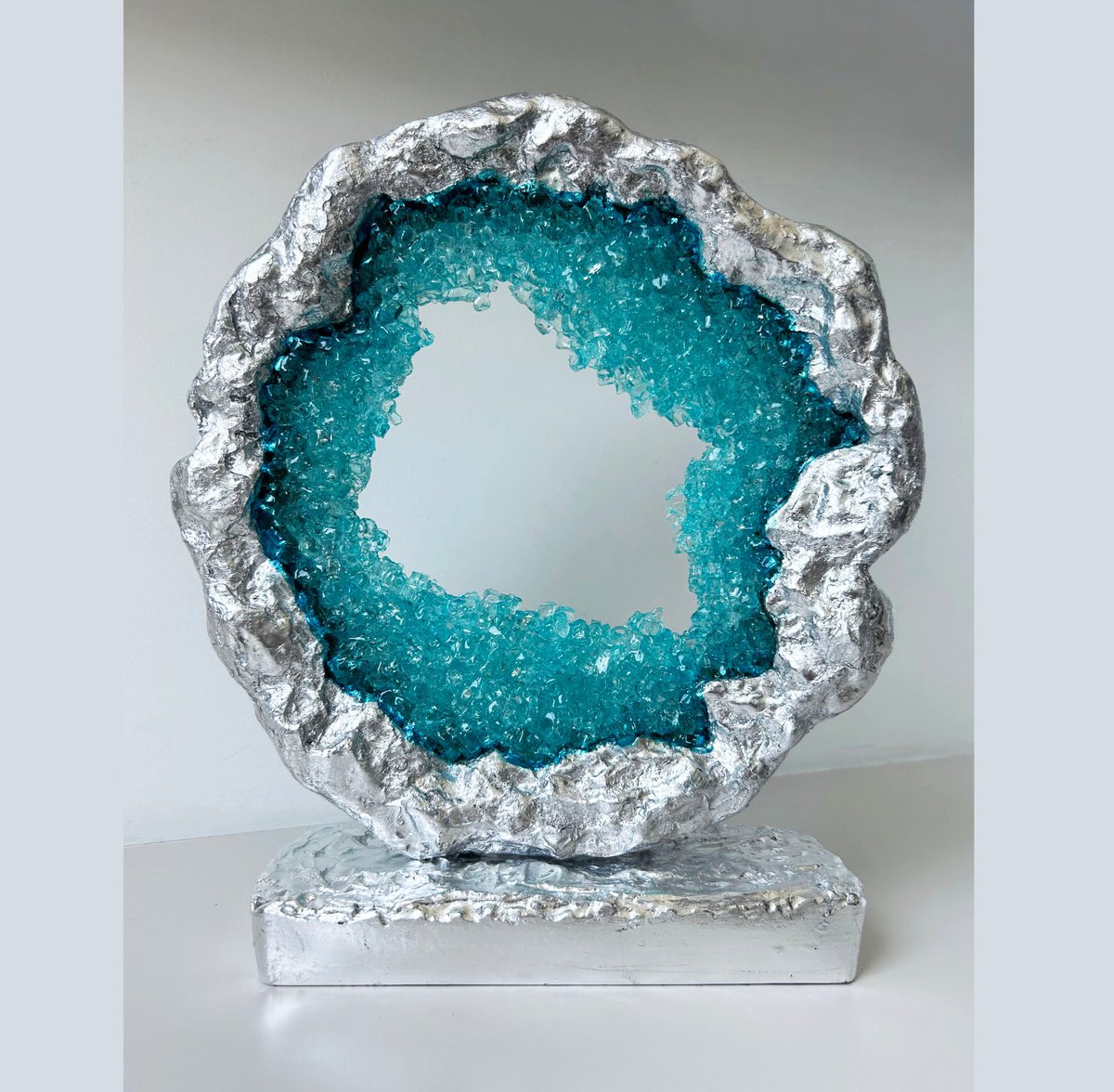 Silver round geode by Alexandra Dobreikin