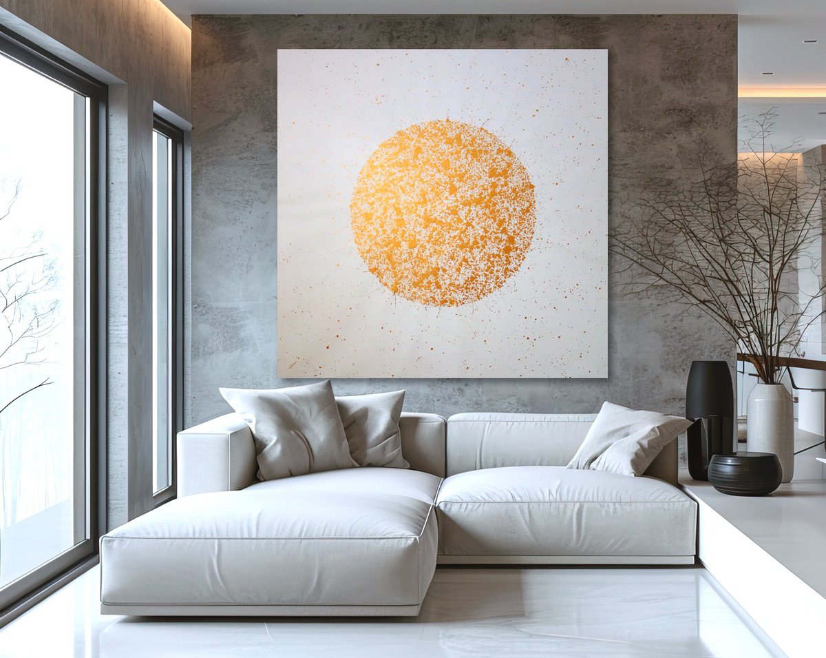 Abstract Acrylic Painting By Isabelle Pelletane, 83 X 83, Golden Circle, Original Artwork
