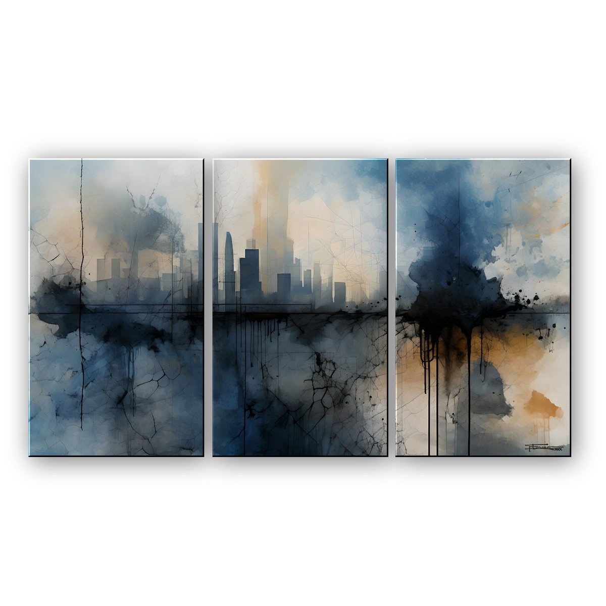 Geometric Cityscapes Giclee Print By Eloise Holbrook, 72 X 36, Urban Interplay, Original Artwork