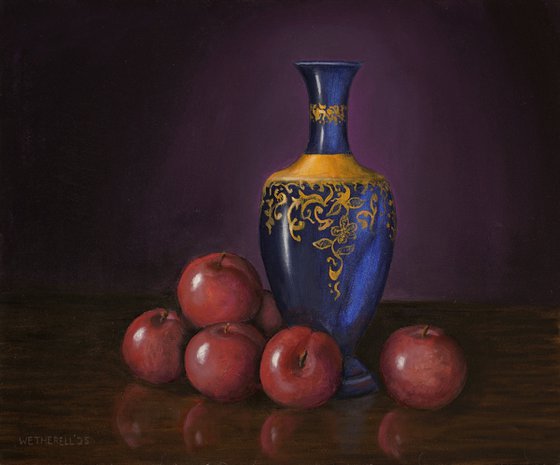 Blue Vase with Plums