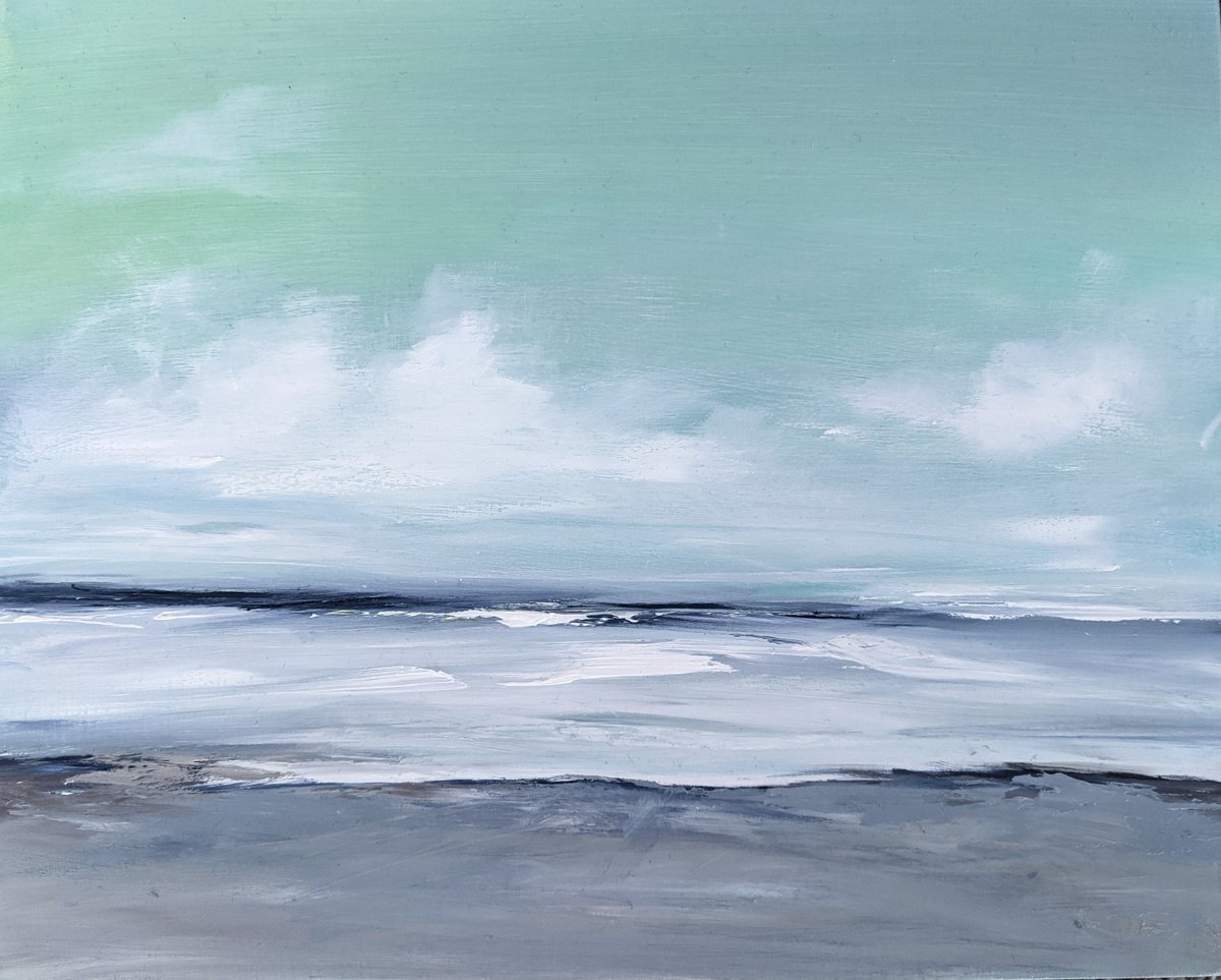 Impressionistic Landscape Oil Painting By Jo Earl, 10 X 8, Eastbourne Seascape #4, Original Artwork