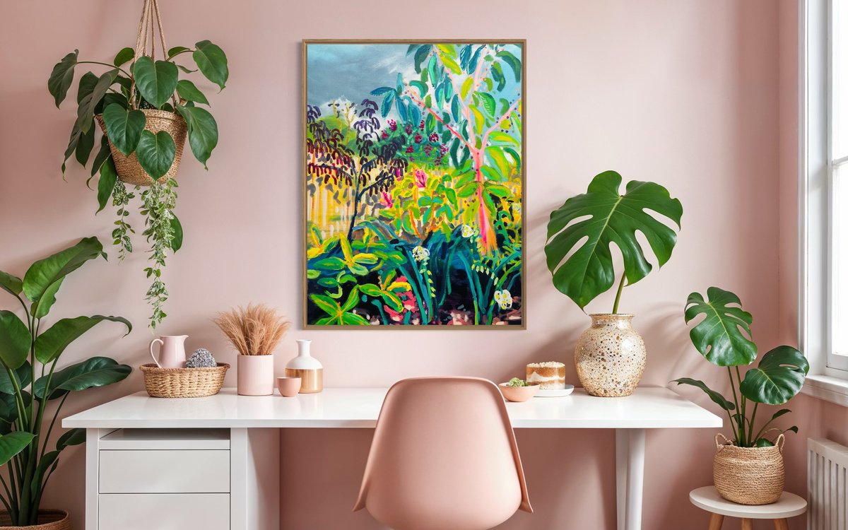 Expressive Botanical Acrylic Painting By Alice Gavin Atashkar, 24 X 31, Baby Cherry Joy!, Original Artwork