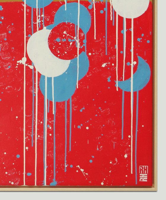 Abstract painting - Pop Colors in Red vertical - incl.frame - Ronald Hunter - 07M