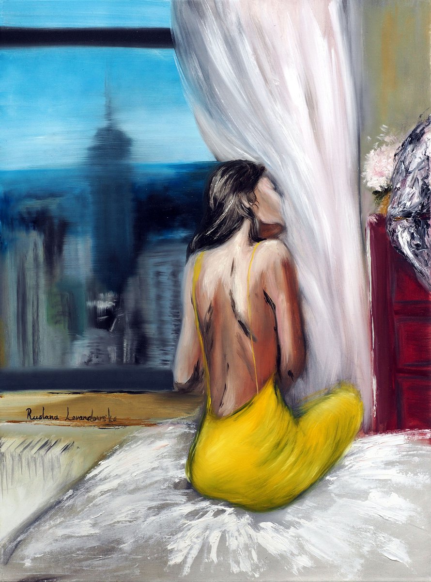 Impressionistic Portrait Oil Painting By Ruslana Levandovska, 18 X 24", Pillow Talk, Original Artwork