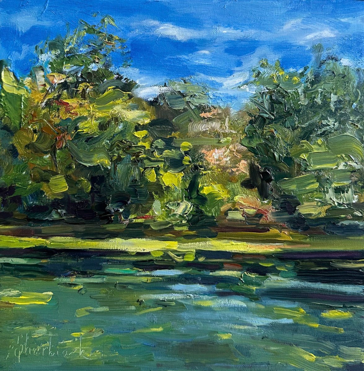 Lake Trees By Irina Sherbiak, 10 X 10, Artwork For Sale On Artfinder