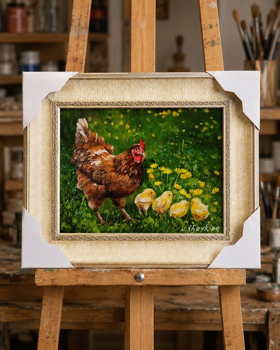 Mother Hen with Baby Chicks
