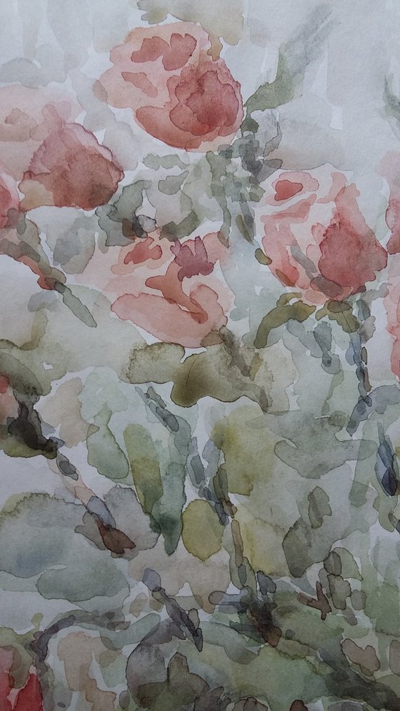 Bouquet of roses. Original watercolour painting.