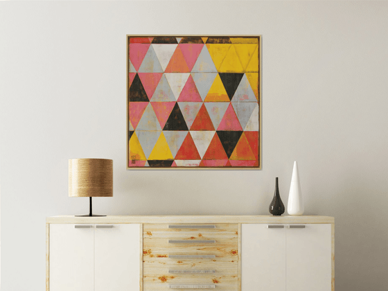 Traffic Pink Triangle - Incl Frame - 33.5x33.5" - 85x85CM - Ronald Hunter - 1M