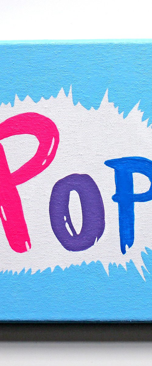 Pop Art Typography Painting on Square Canvas by Ian Viggars