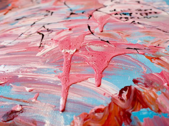 Flamingo bird : LOVE IS THE ONLY WAY - 80 x 80 cm | 31.5"x31.5" Series Hidden Treasures by Oswin Gesselli