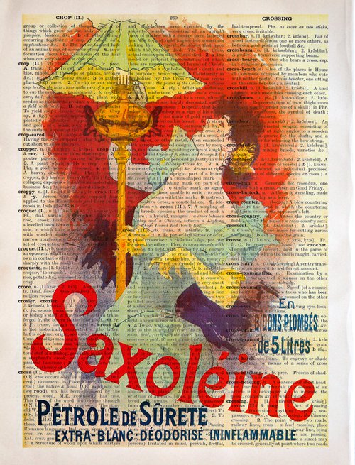 Saxoléine, Pétrole de sureté - Collage Art Print on Large Real English Dictionary Vintage Book Page by Jakub DK - JAKUB D KRZEWNIAK