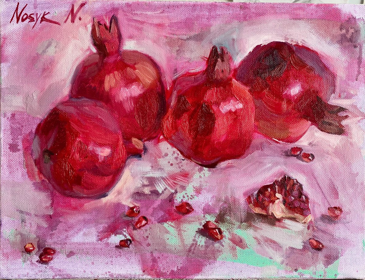 Pomegranates | small oil etude by Nataliia Nosyk