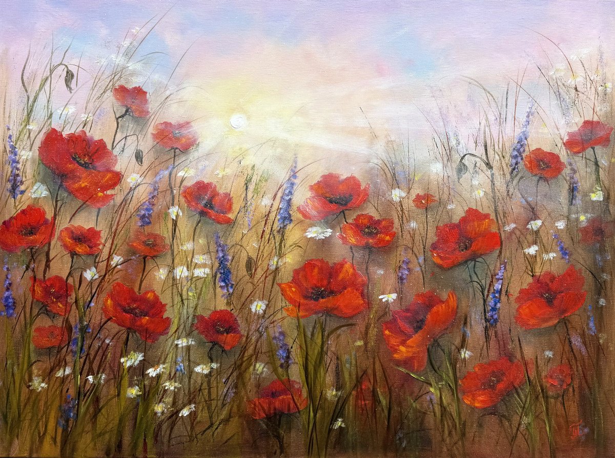 Impressionistic Landscape Oil Painting By Tanja Frost, 31 X 24", Touch Of Sun, Original Artwork