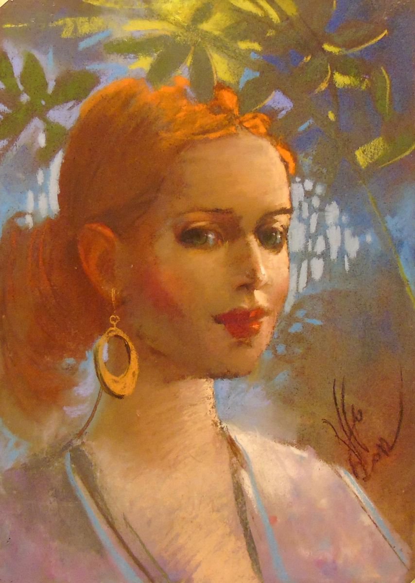 Photorealistic Portrait Pastel Drawing By Yuri Zelonuy, 12 X 17", Stranger 1, Original Artwork