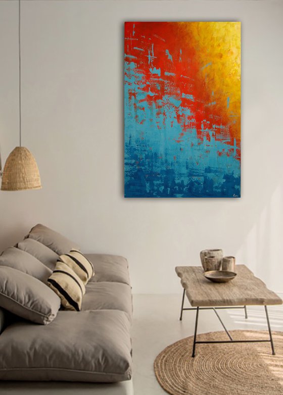 "Color Invasion". Original abstract painting. Large. 120 x 80 cm.