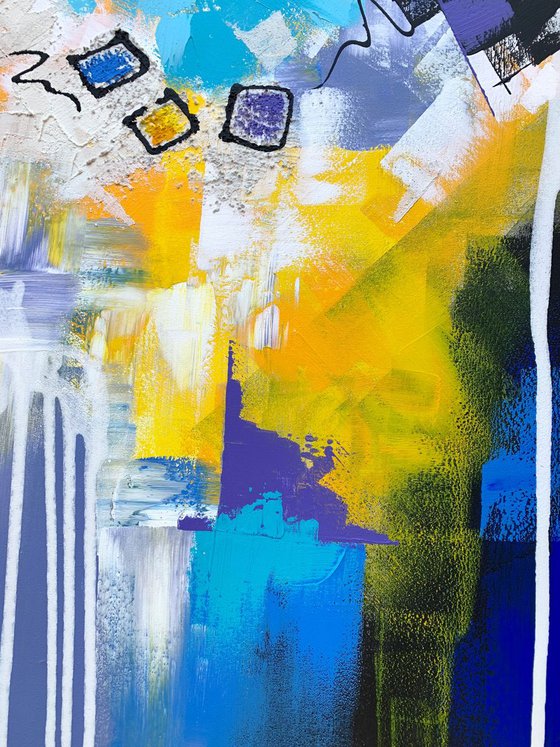 Blue Connection- XL LARGE, MODERN, ABSTRACT ART – EXPRESSIONS OF ENERGY AND LIGHT. READY TO HANG!