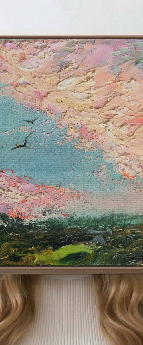 Rainbow clouds sunset 30x30cm by Marie Antuanelle