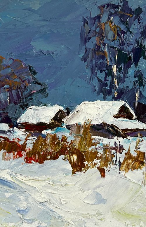 Winter Snow-Covered Village by Boris Serdyuk