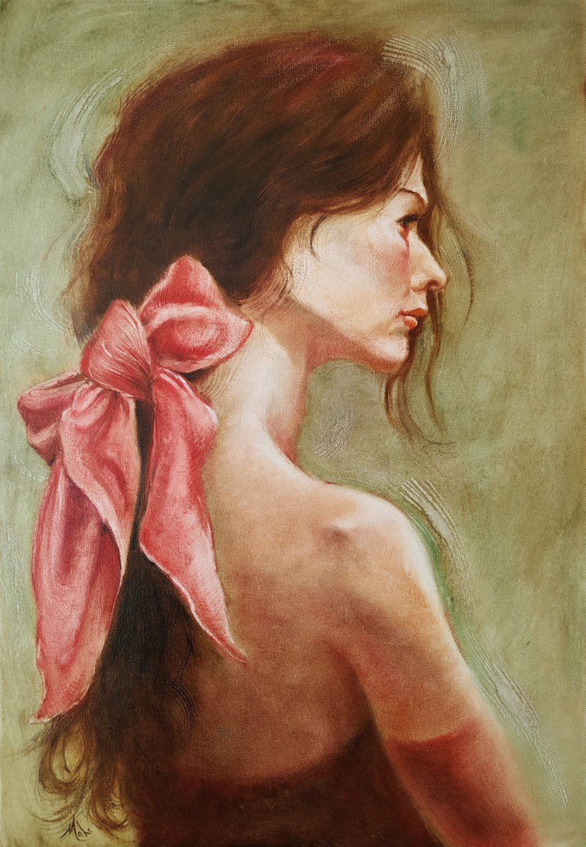 Expressive Portrait Oil Painting By Isabel Mahe, 20 X 29, Le Demon De Midi, Original Artwork
