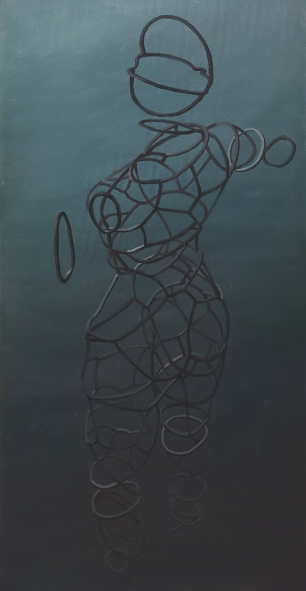 Organic Abstract Oil Painting By Wojciech Sumara, 12 X 24", Untitled, Original Artwork