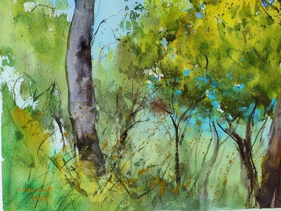 Dalmatian pine trees | Croatia Original watercolor painting