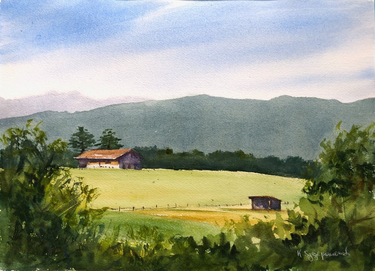 Impressionistic Watercolour , A Farm In Versoix By Krystyna Szczepanowski, 15 X 11, Artwork For Sale On Artfinder