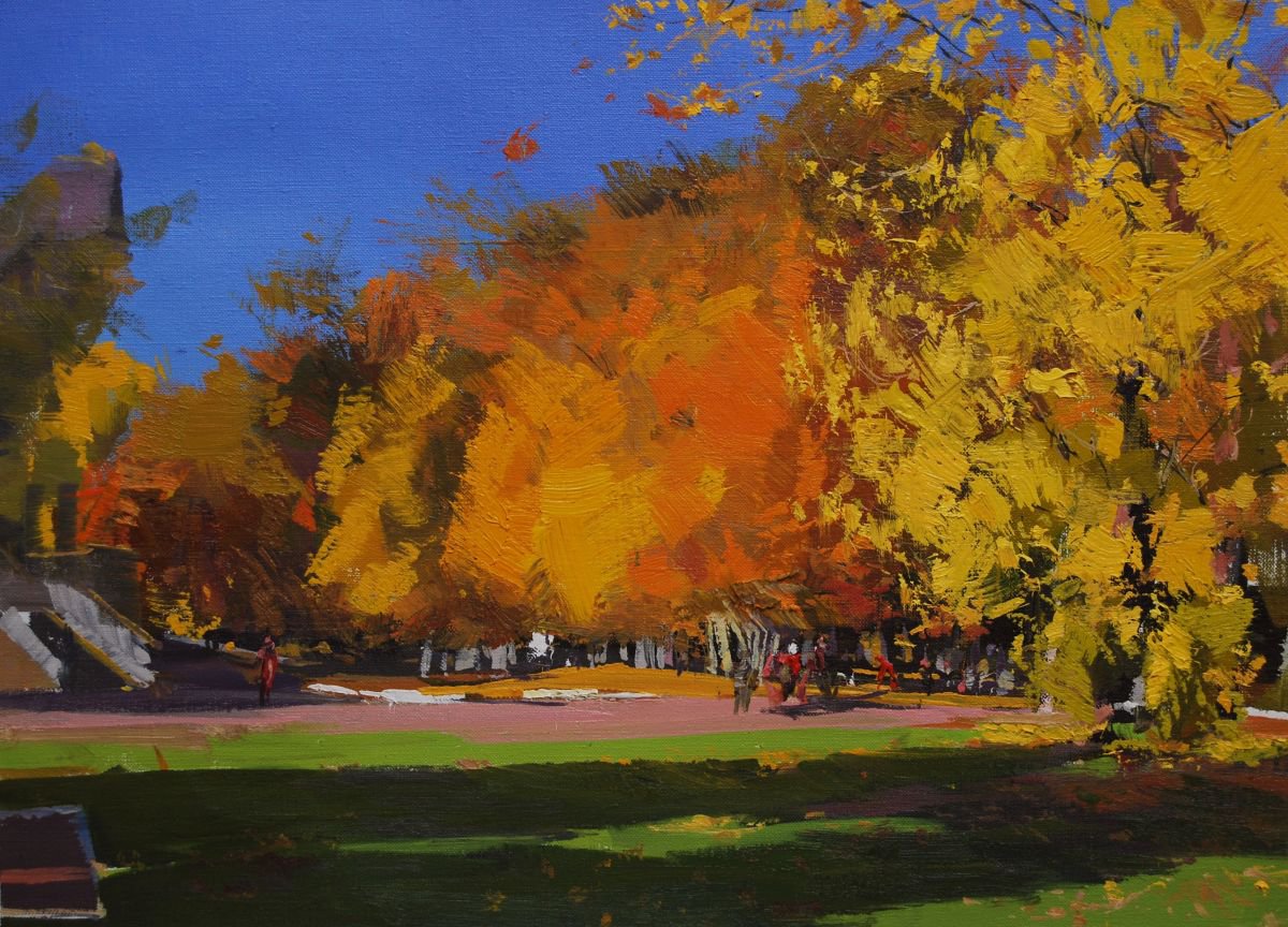 Autumn Painting  Golden Park  ( 431l15 ) by Yuri Pysar
