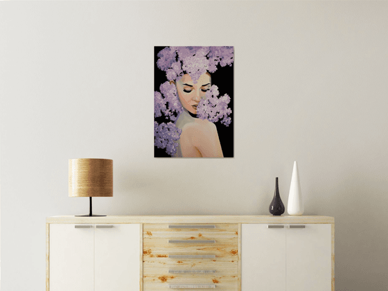 Girl and lilac blossom