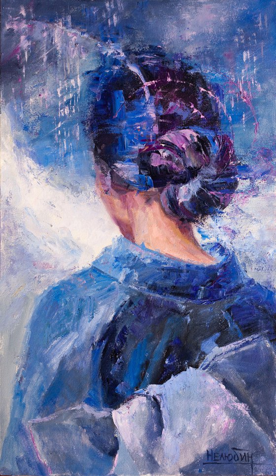 Portrait of a woman in blue