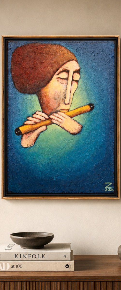Hout fluit IV (30cm x 42cm x 1.6cm) by Zhana Viel