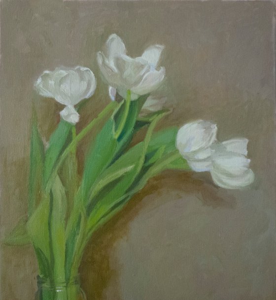 Five White Tulips