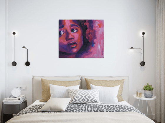 Young Black Female Face — Curious