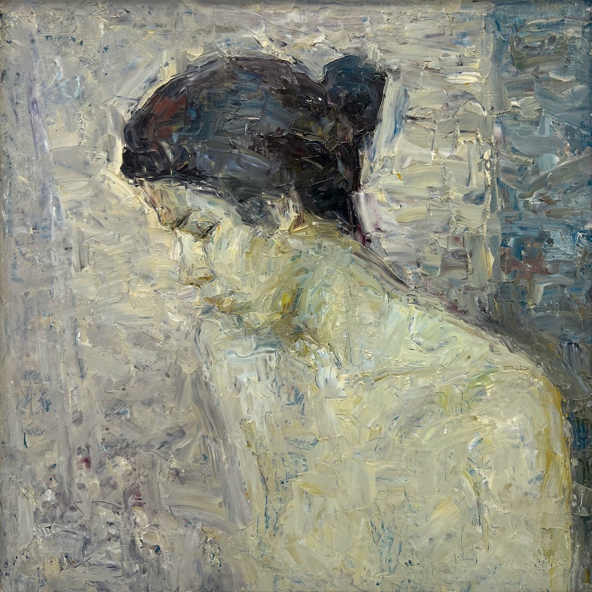 Expressive Portrait Oil Painting By Zakhar Shevchuk, 20 X 20", In Love, Original Artwork