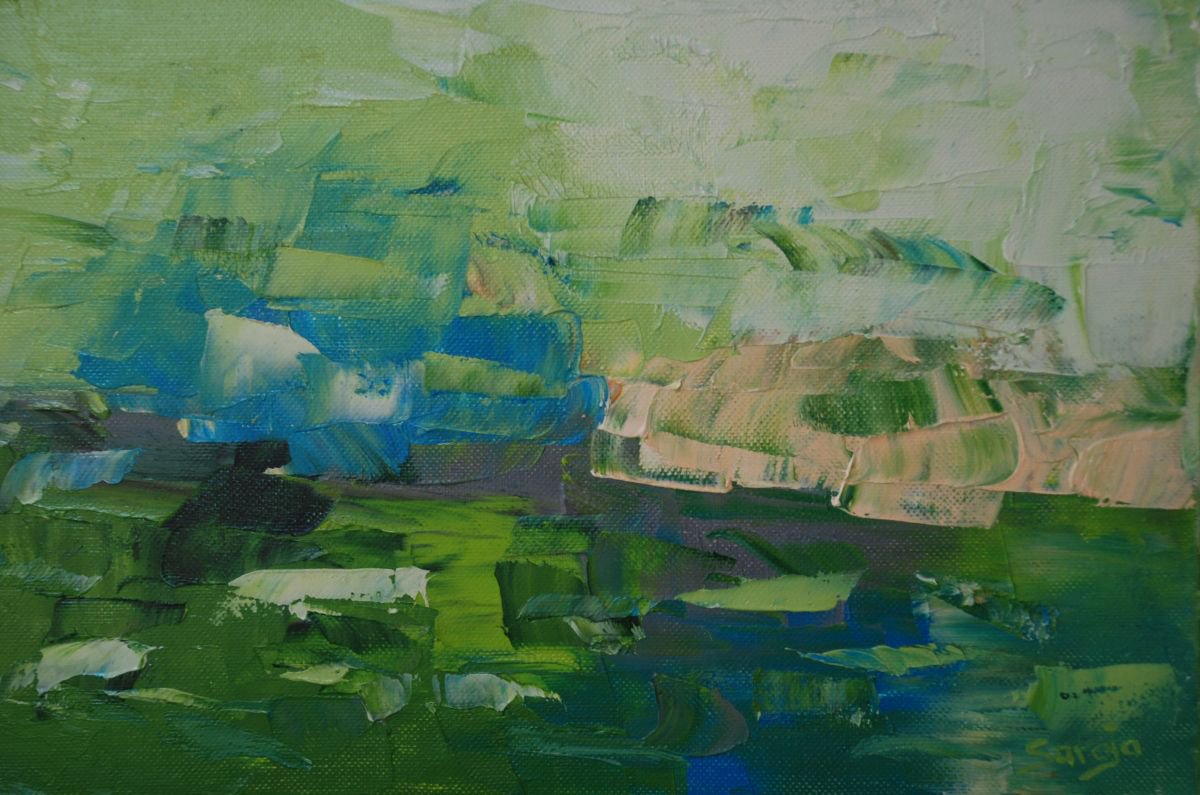 Blue Green landscape 1 (ref#:479-4P) by Saroja La Colorista