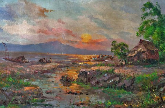 Sunset in Philippines 150x75 cm canvas only,