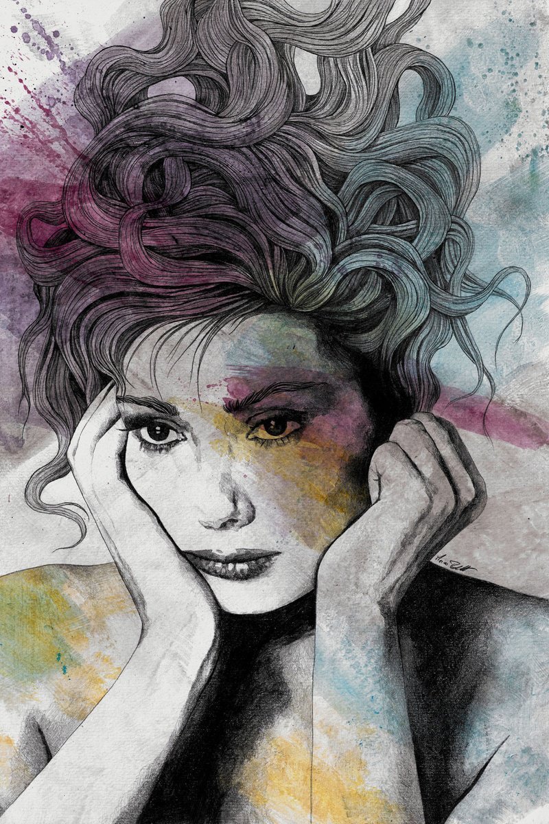 Illustrative Portrait Pencil Drawing By Marco Paludet, 16 X 24", Sugar, Honey And Pepper, Original Artwork