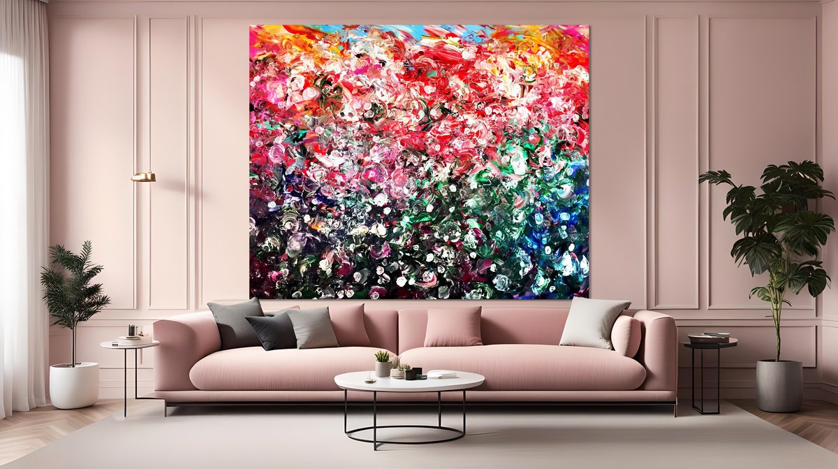 Organic Botanical Acrylic Painting By Estelle Asmodelle, 78 X 63, Forever Bloom, Original Artwork