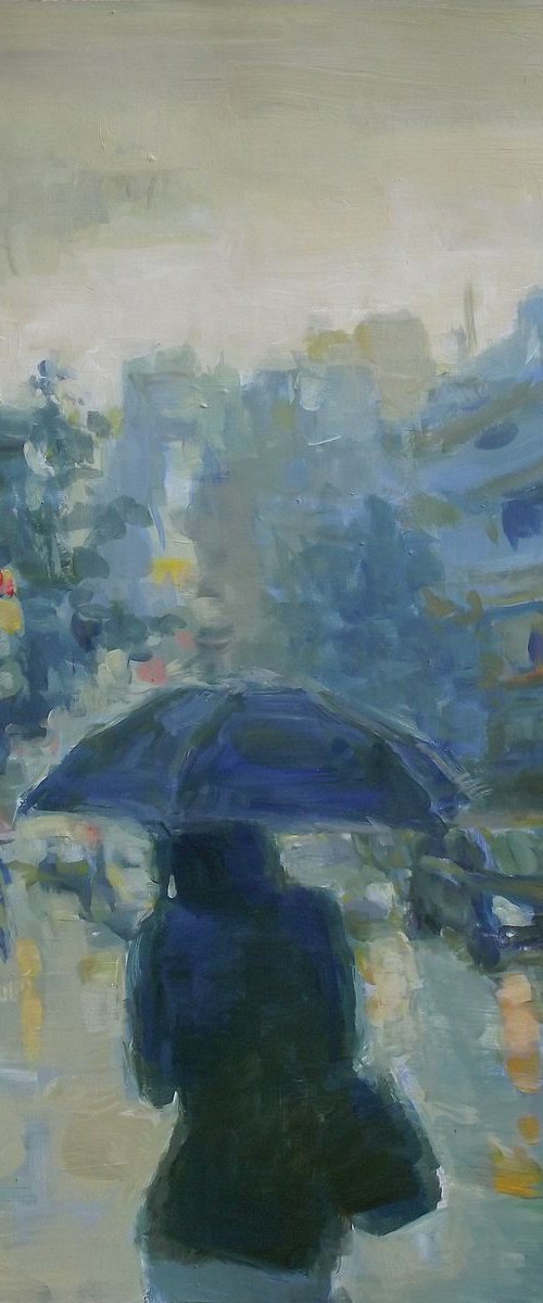 Street, lady with umbrella by Vachagan Manukyan