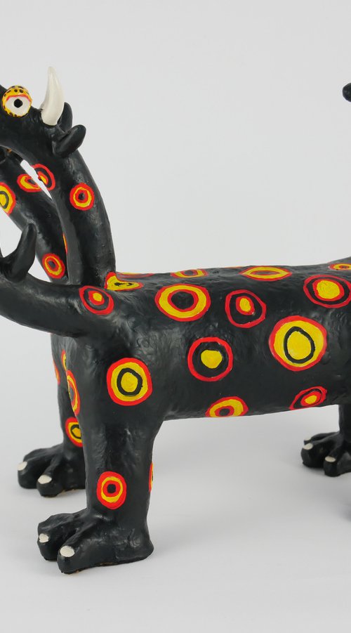 Black Cerberus with Colored Circles by azoriano