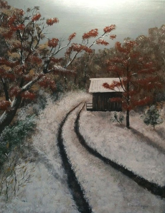 Barn in an Autumn Snow