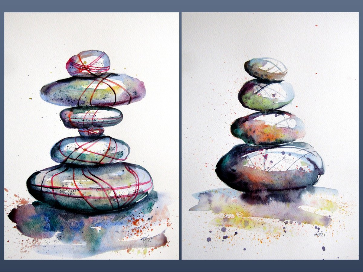 Impressionistic Watercolour , Balance Collection By Kovacs Anna Brigitta, 20 X 14, Artwork For Sale On Artfinder