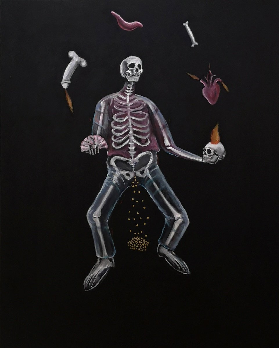 Surrealistic Portrait Acrylic Painting By Luis Lopez, 33 X 41", Circle Of Life, Original Artwork