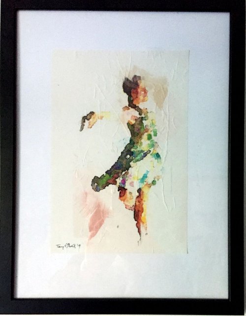 Jump! (3) - Watercolour on silk by Tony Roberts