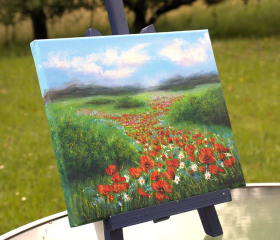 Red poppies and wildflowers