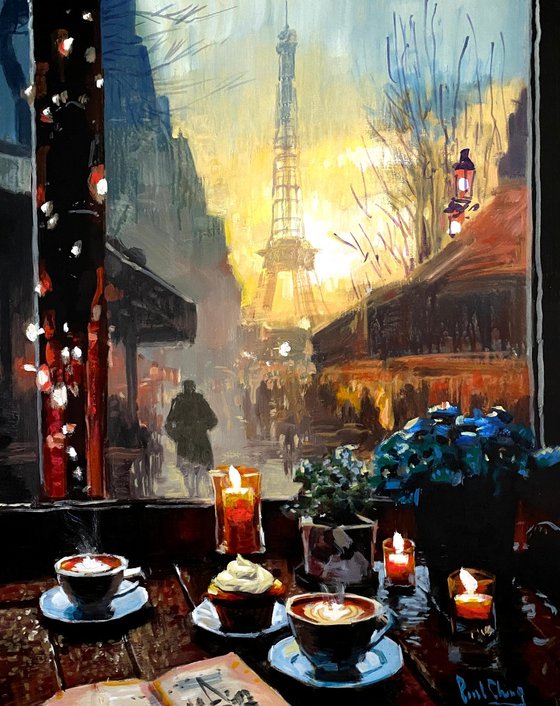 Coffee Time at Dusk in Paris